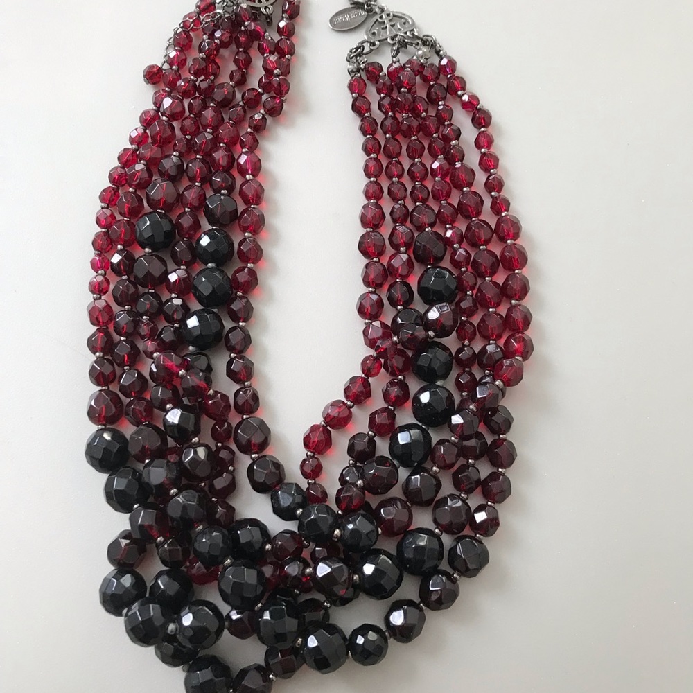 ‘White House & Black Market’ Deep Red Jeweled Necklace
